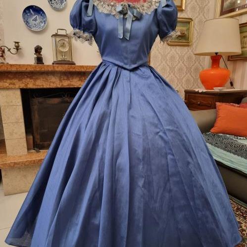 ABITO STORICO FEMMINILE 1860 AZZURRO